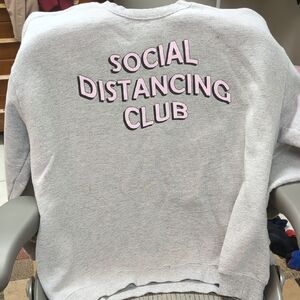 Gildan Premium Cotton Sweatshirt Tag - Gray with Blue Logo